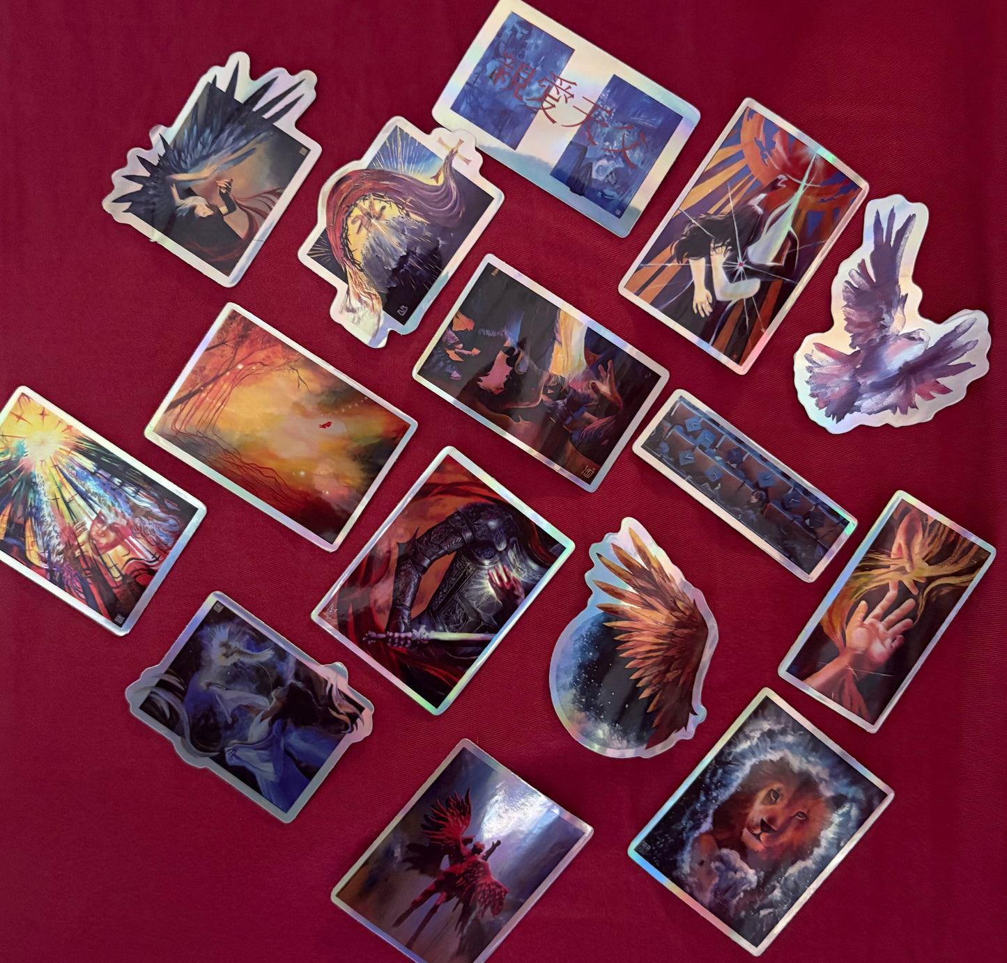 15 Pack Christian Art inspired Holographic Stickers